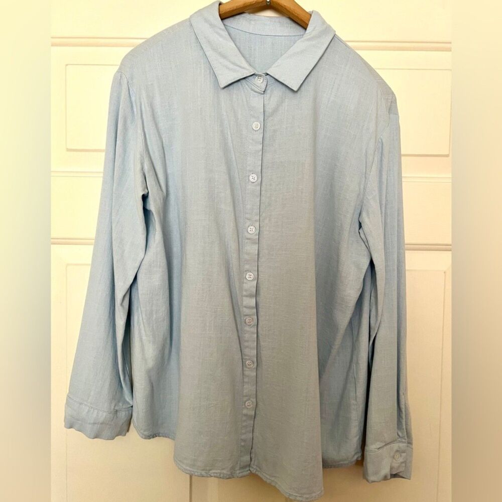 Women’s Baby Blue Button-Down Shirt Size L